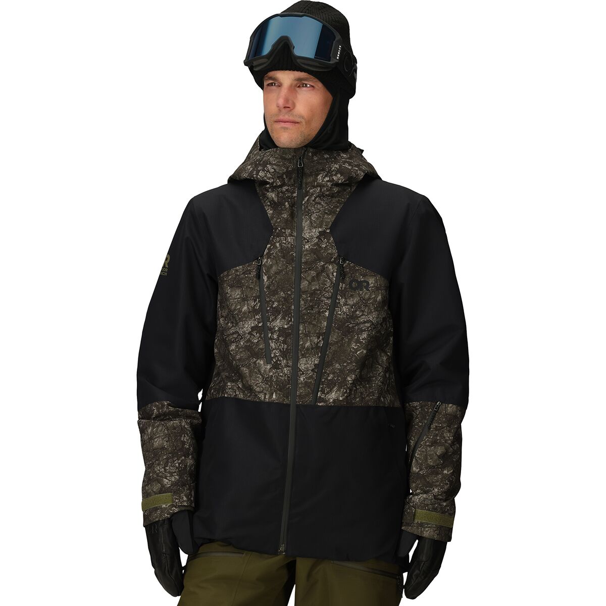Image of Outdoor Research Powderverse Jacket - Men's Ranger Green Granite Print/Black, M