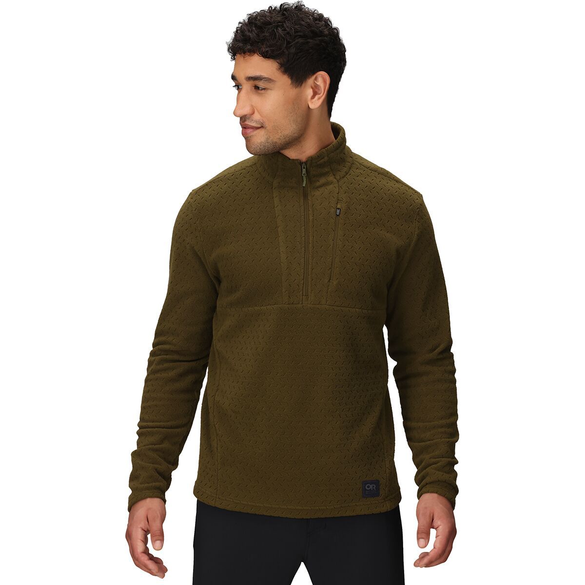 Image of Outdoor Research Trail Mix XT Fleece 1/2-Zip Pullover - Men's Dark Olive, XXL