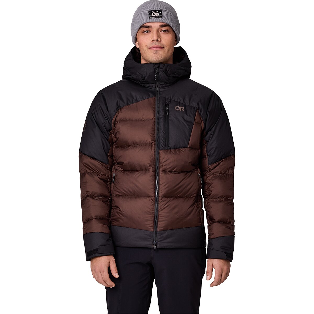 Image of Outdoor Research Helium XT Down Hoodie - Men's Chestnut/Black, L