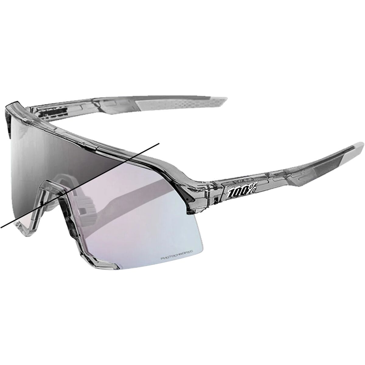 100% 100% S3 Sunglasses Polished Translucent Grey, One Size