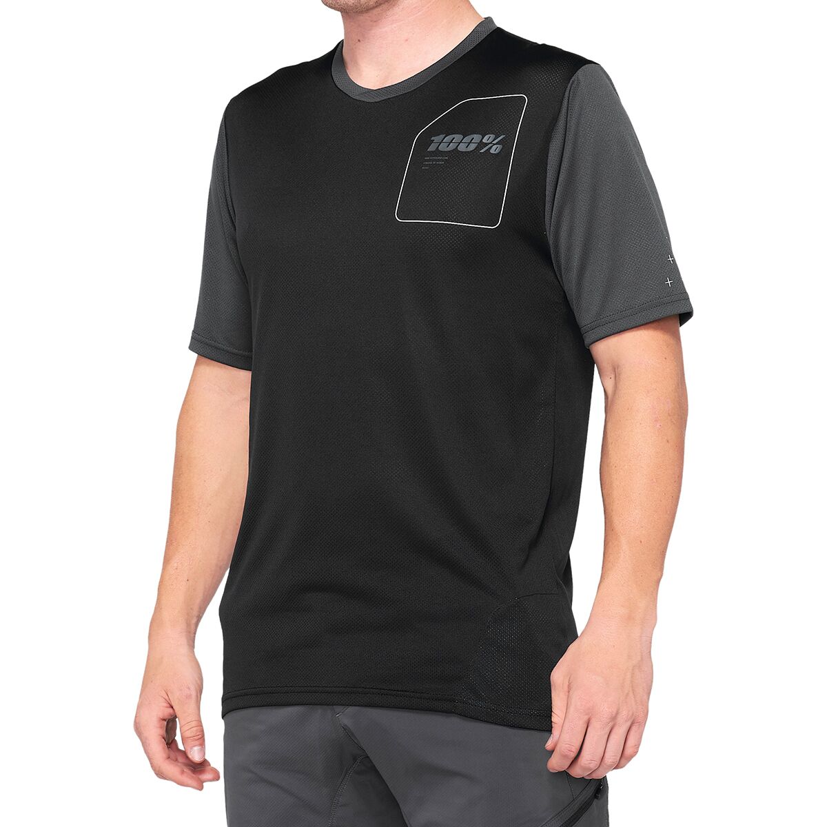 100% 100% Ridecamp Short-Sleeve Jersey - Men's Black/Charcoal, L
