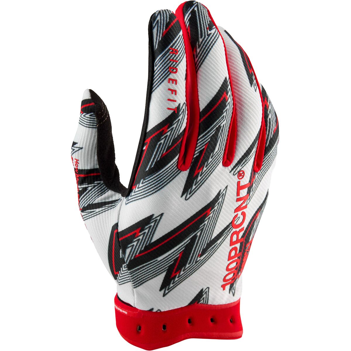 100% Ridefit Glove - Men's White/Red, XL