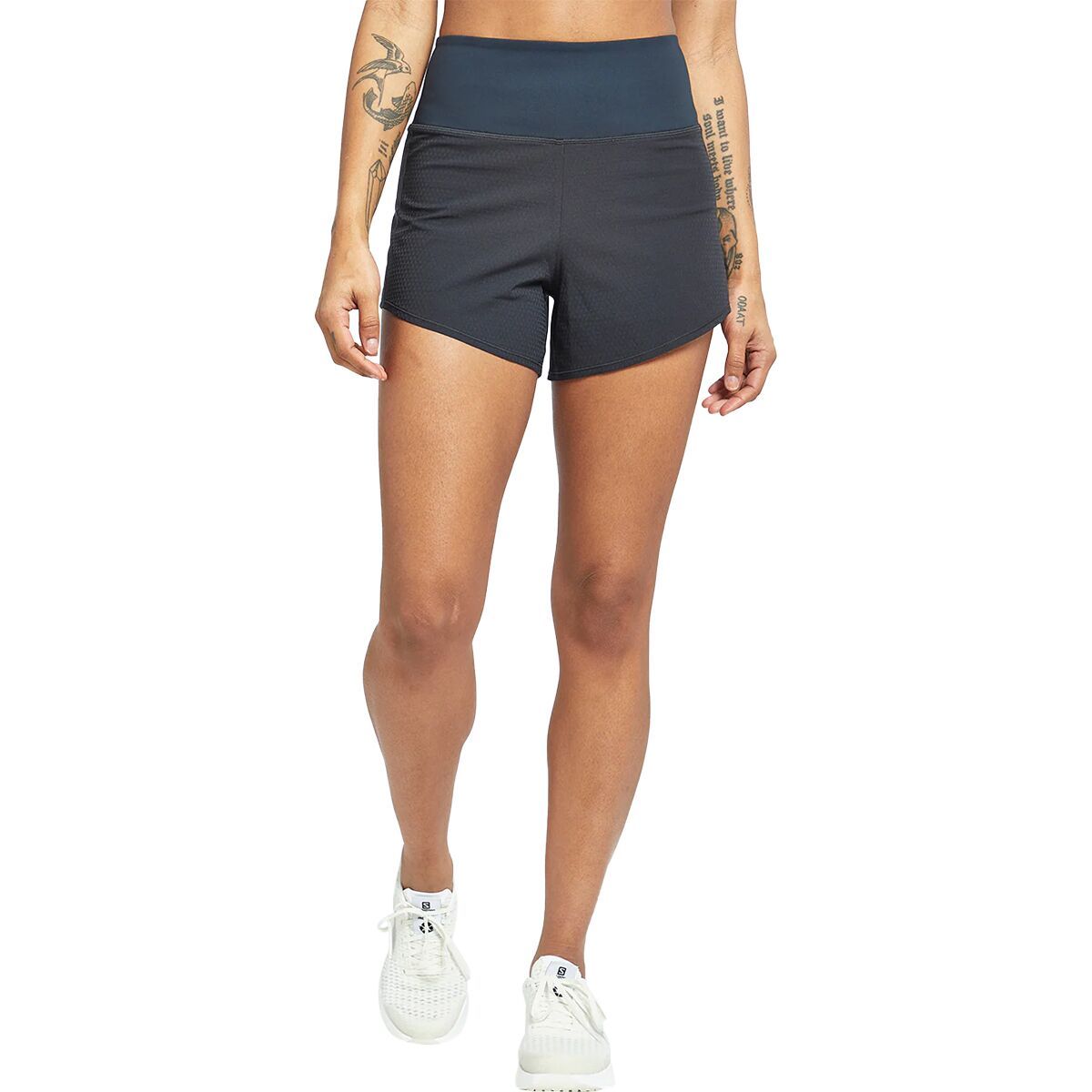 Image of Oiselle High Rise Roga Solid 4in Short - Women's Black, 2