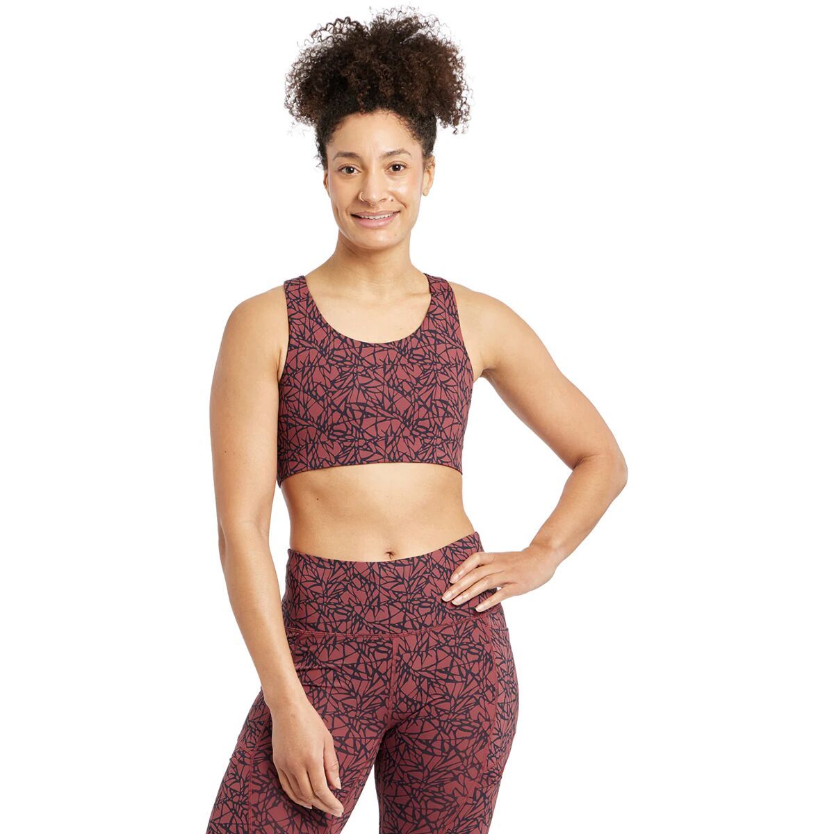 Image of Oiselle Squared Up Bra - Women's Redwood Monarch, 6