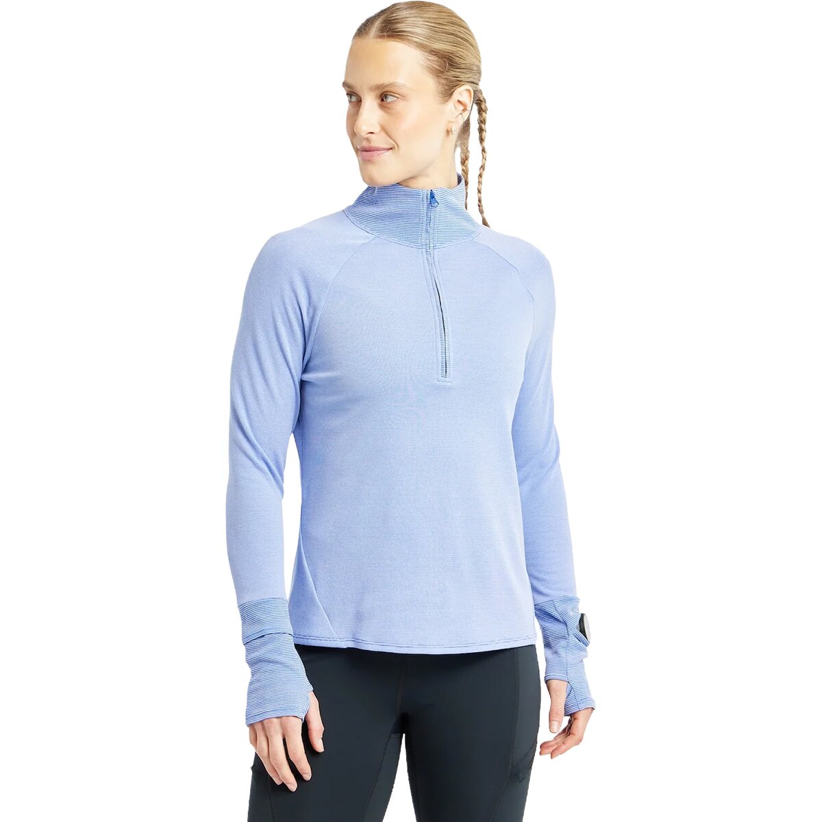 Image of Oiselle Flyout Wool 1/2-Zip Top - Women's Blue Rapids, S