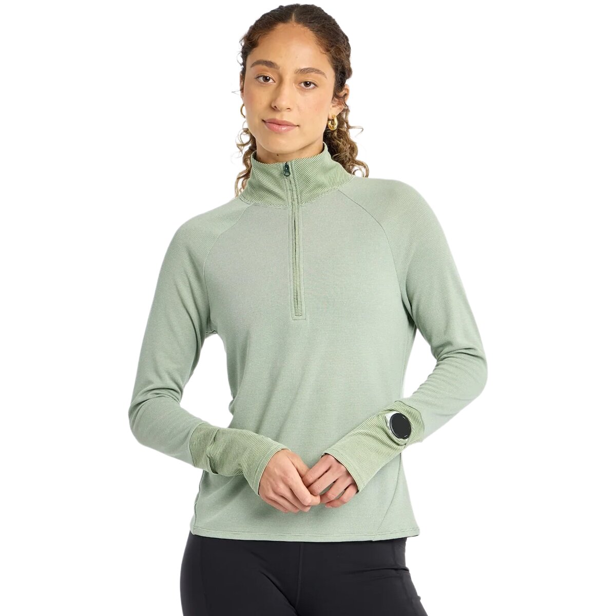 Image of Oiselle Flyout Wool 1/2-Zip Top - Women's Wild Spruce, M