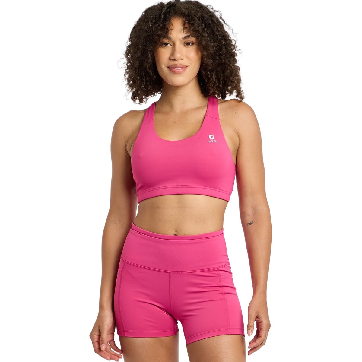 Image of Oiselle Classic Sports Bra - Women's Power Pink/Daybloom, 6