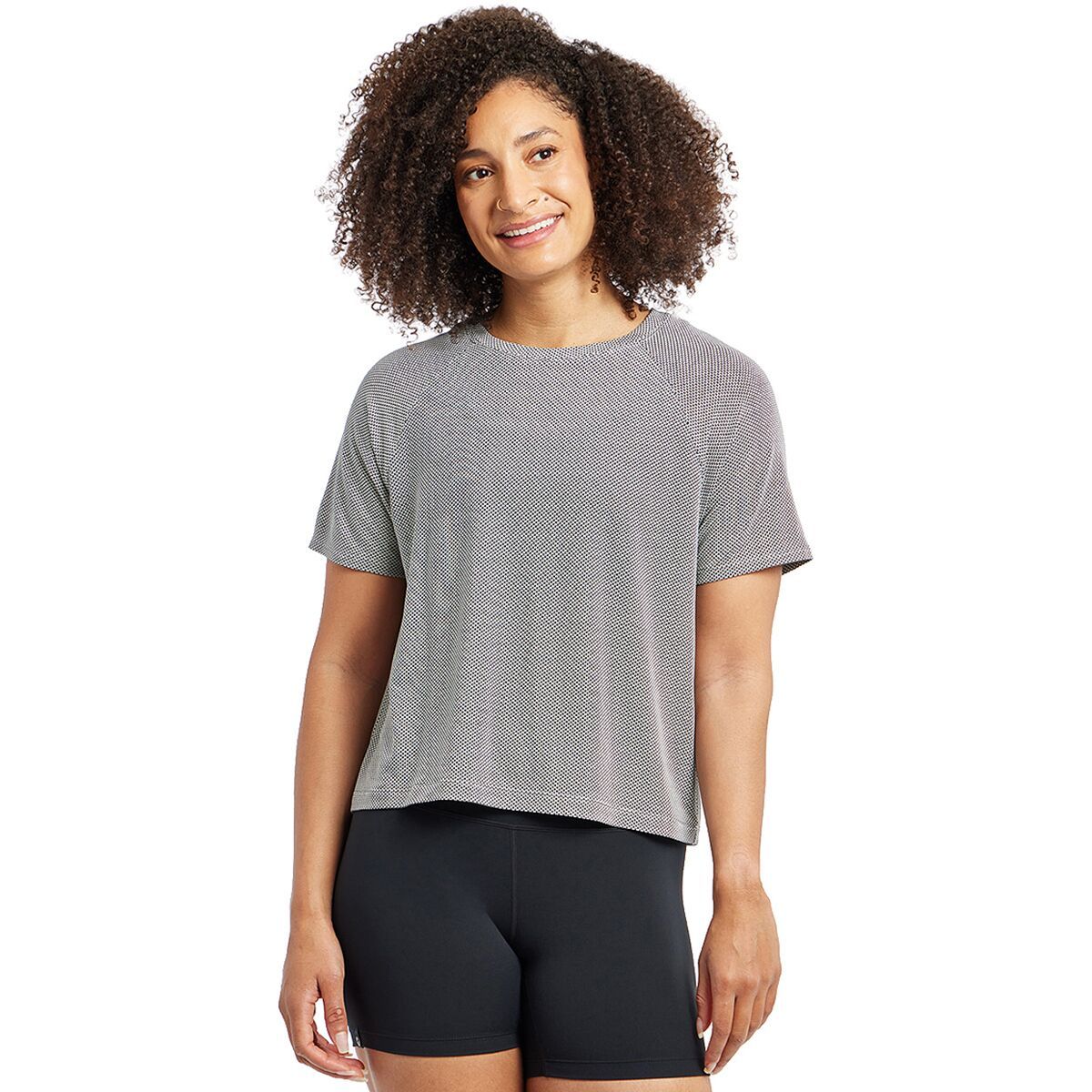 Image of Oiselle Flyout Boxy Short-Sleeve Shirt - Women's Black/White, L
