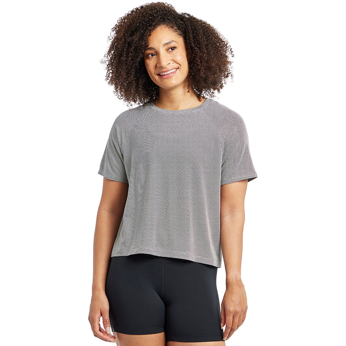 Image of Oiselle Flyout Boxy Short-Sleeve Shirt - Women's Black/White, XL