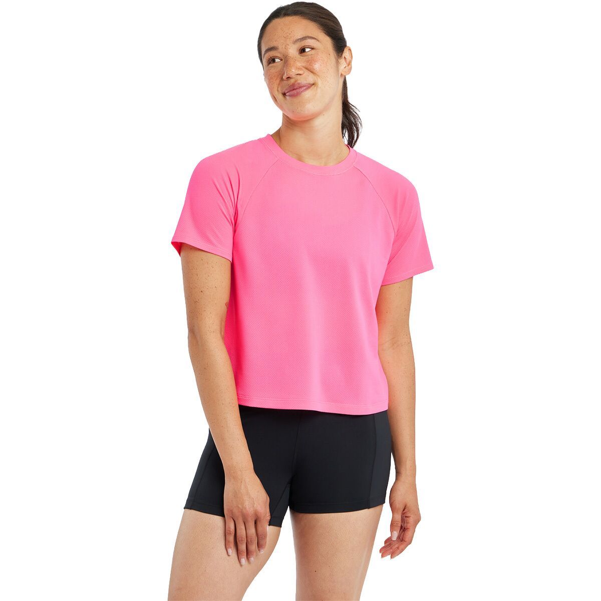Image of Oiselle Flyout Boxy Short-Sleeve Shirt - Women's Neon Pink, L