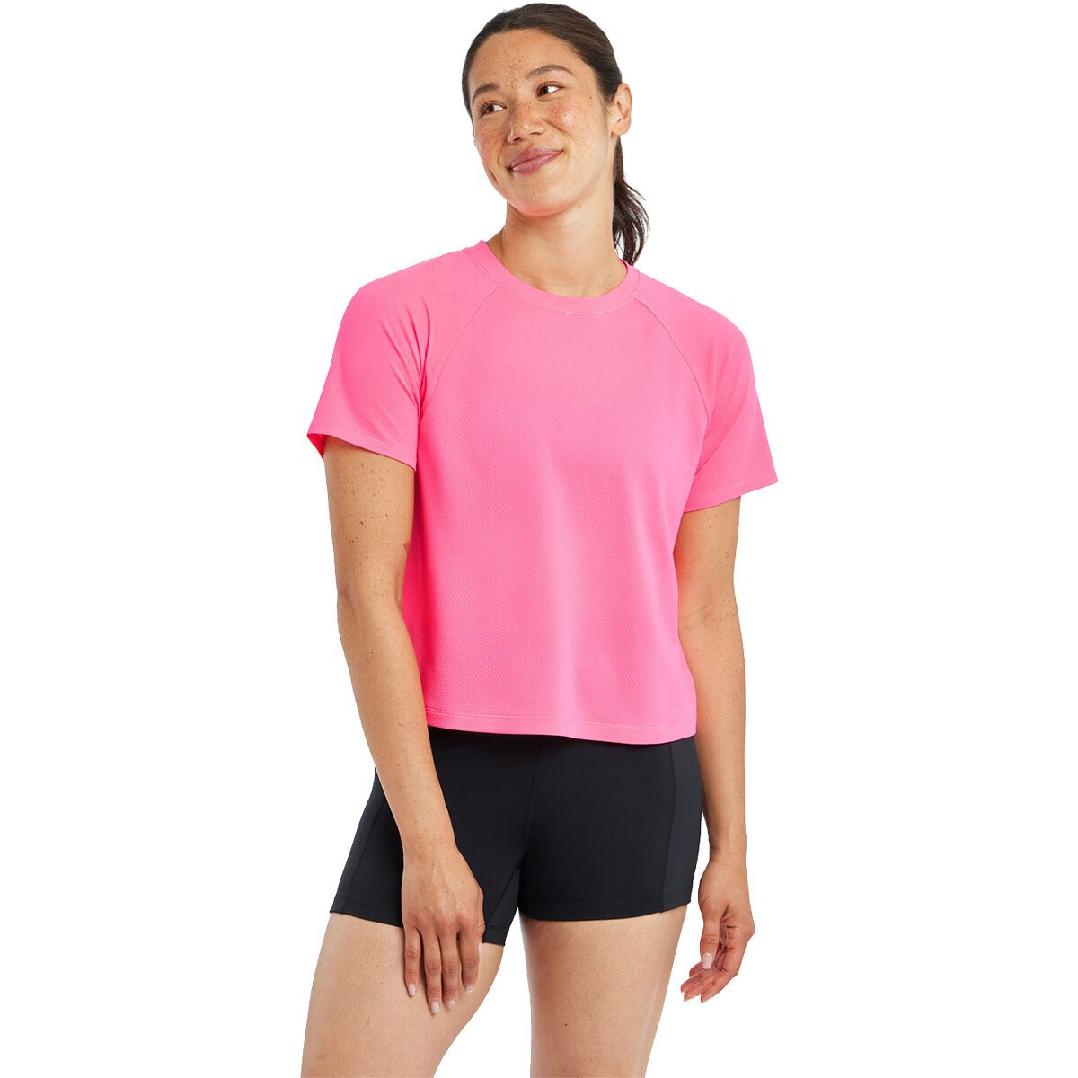 Image of Oiselle Flyout Boxy Short-Sleeve Shirt - Women's Neon Pink, XL
