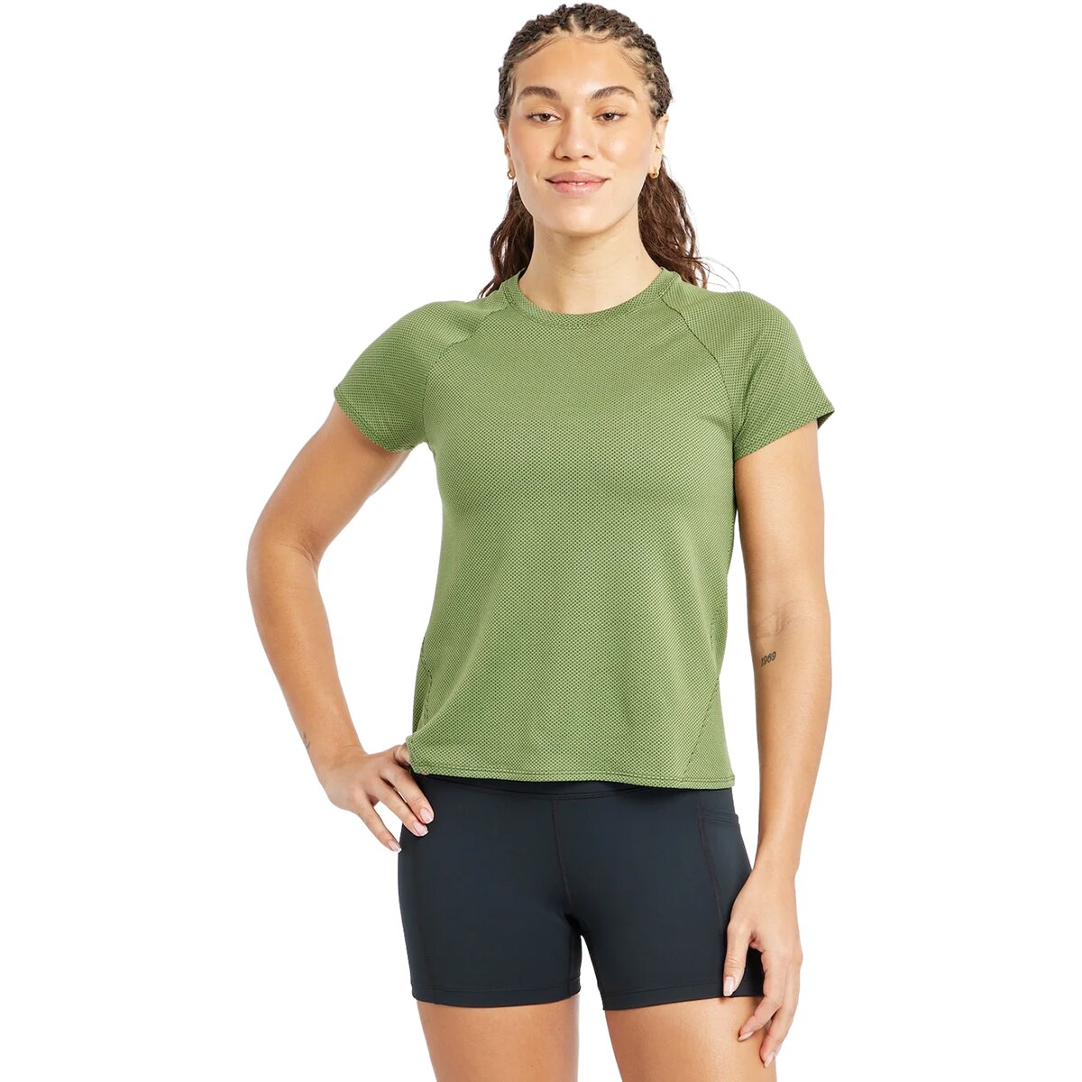 Image of Oiselle Flyout Short-Sleeve Shirt - Women's Wild Spruce, M