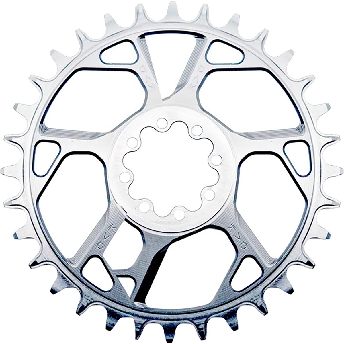 Image of OAK Components Amulet Chainring Raw, 8-Bolt, 30t
