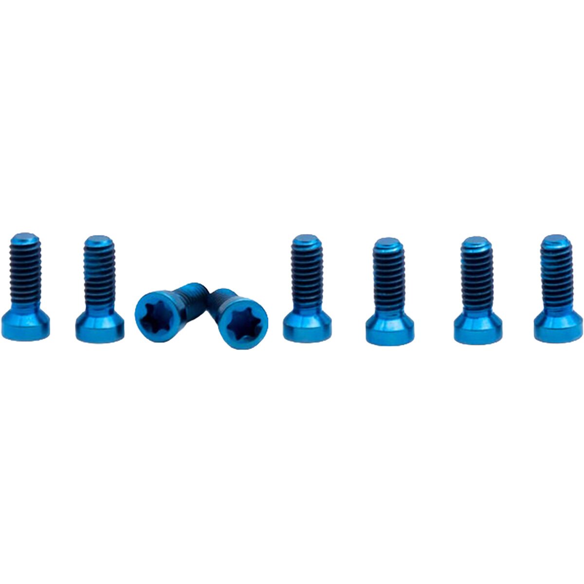 Image of OAK Components Titanium Screw Set (8 pcs) Blue, M4x9 for 8-Bolt Chainring Assembly