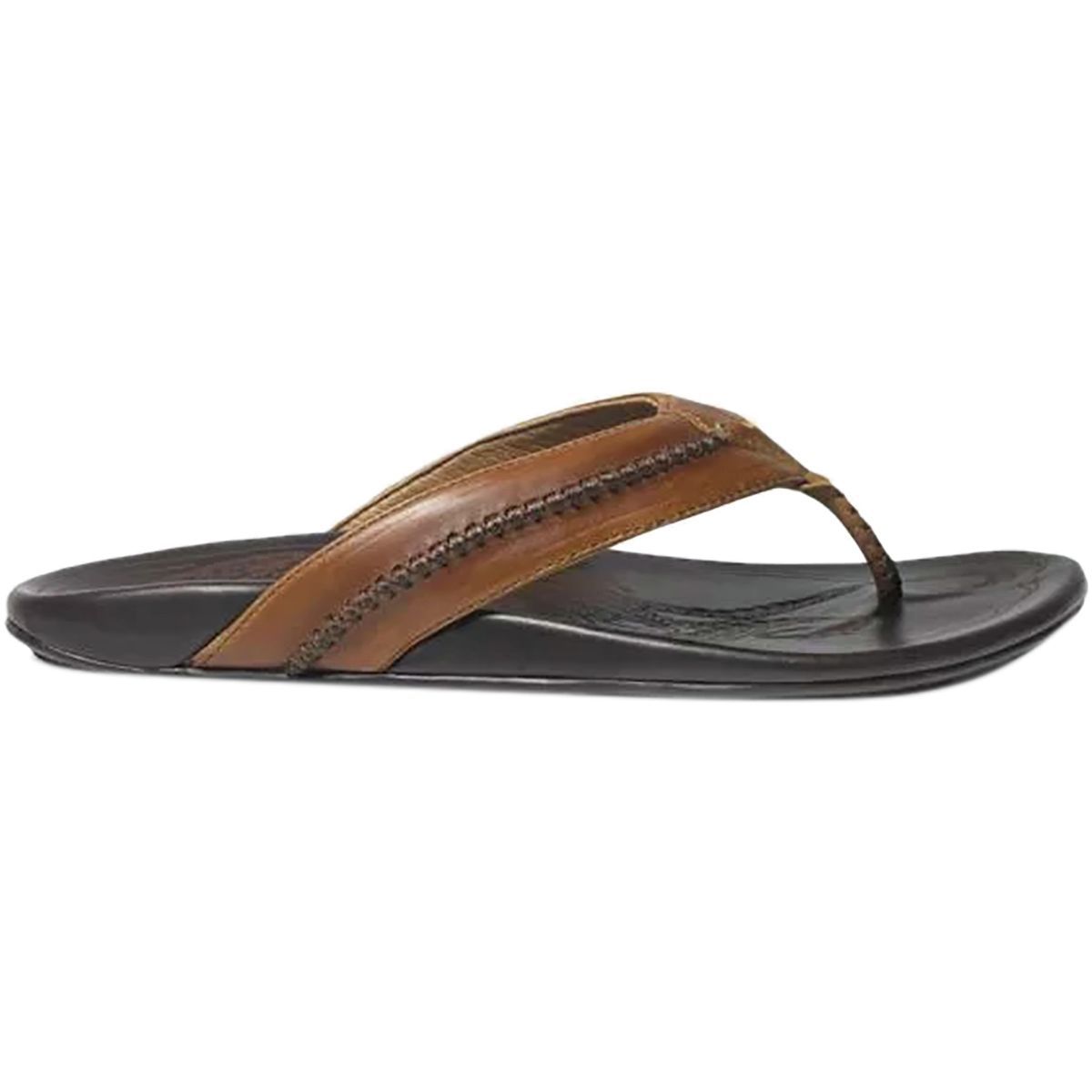 Image of Olukai Mea Ola Flip Flop - Men's Tan/Dark Java, 8.0