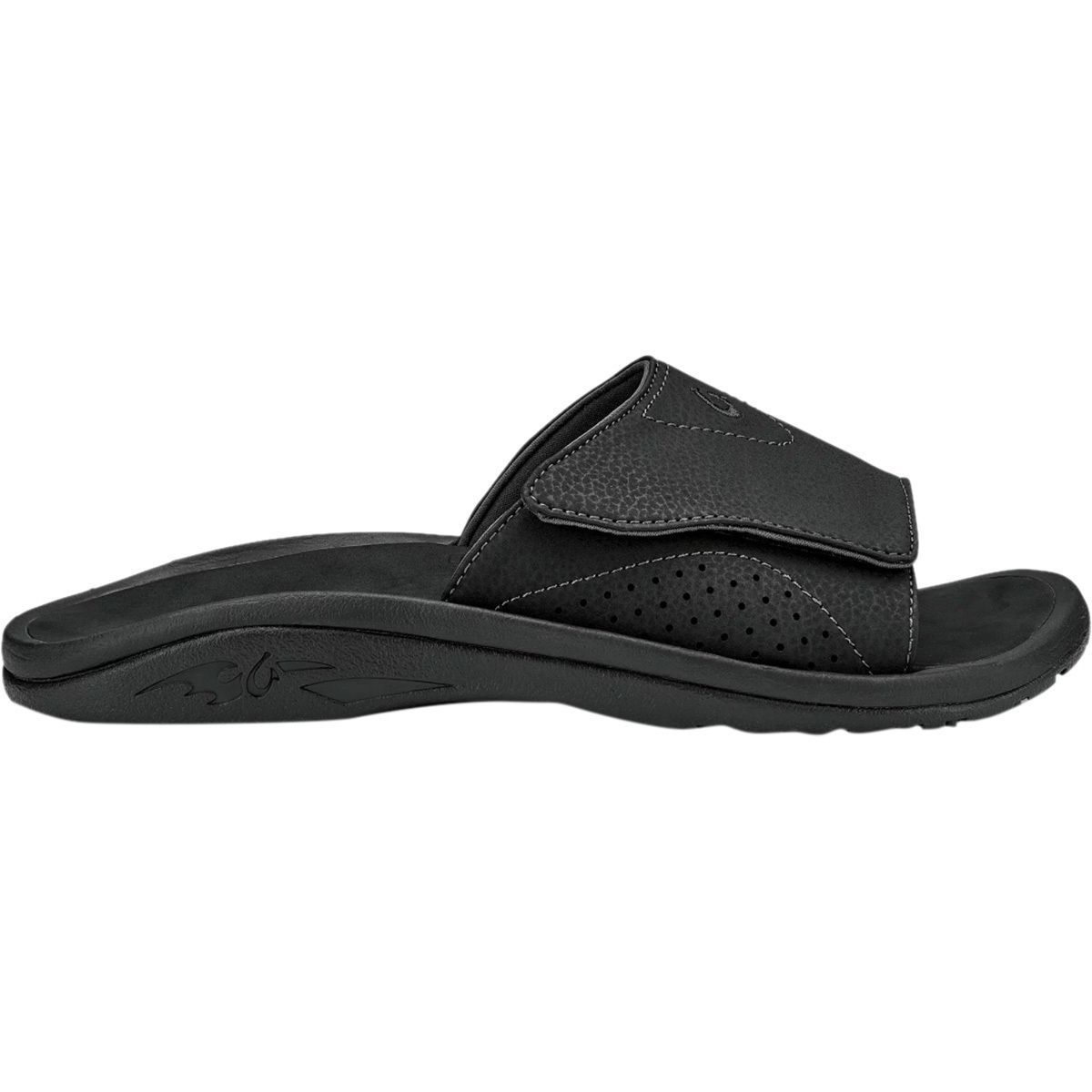 Image of Olukai Nalu Slide Sandal - Men's Black/Black, 8.0