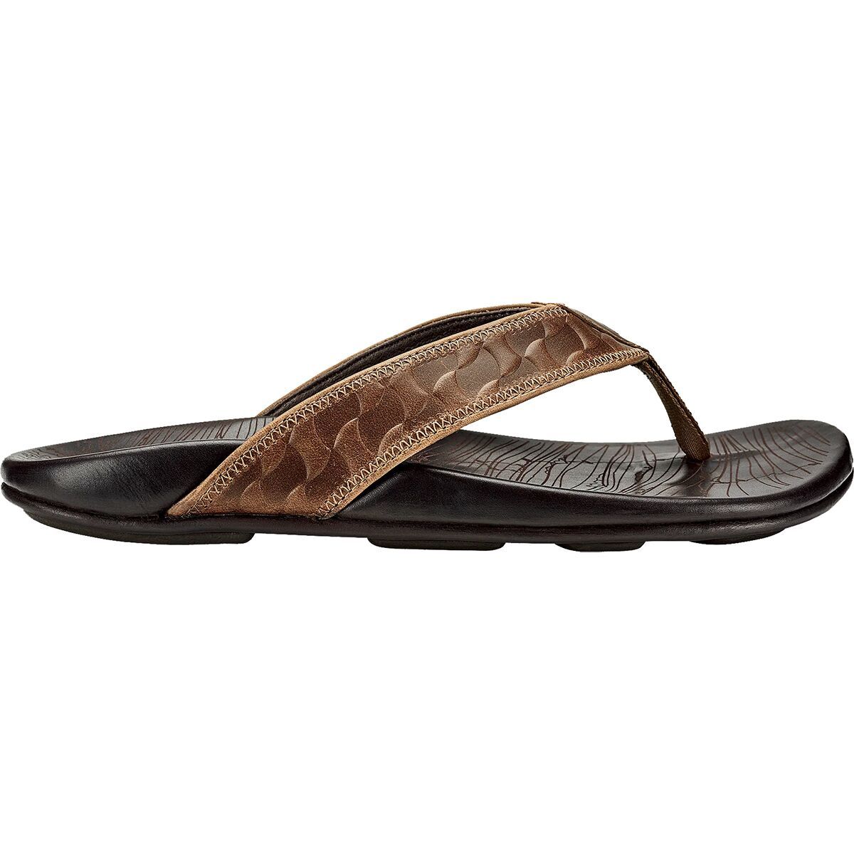 Image of Olukai Hikianalia Flip Flop - Men's Tan/Dark Java, 11.0