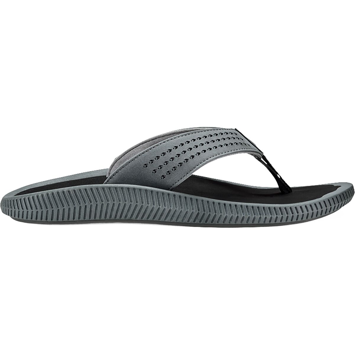 Image of Olukai Ulele Flip Flop - Men's Dark Shadow/Black, 12.0