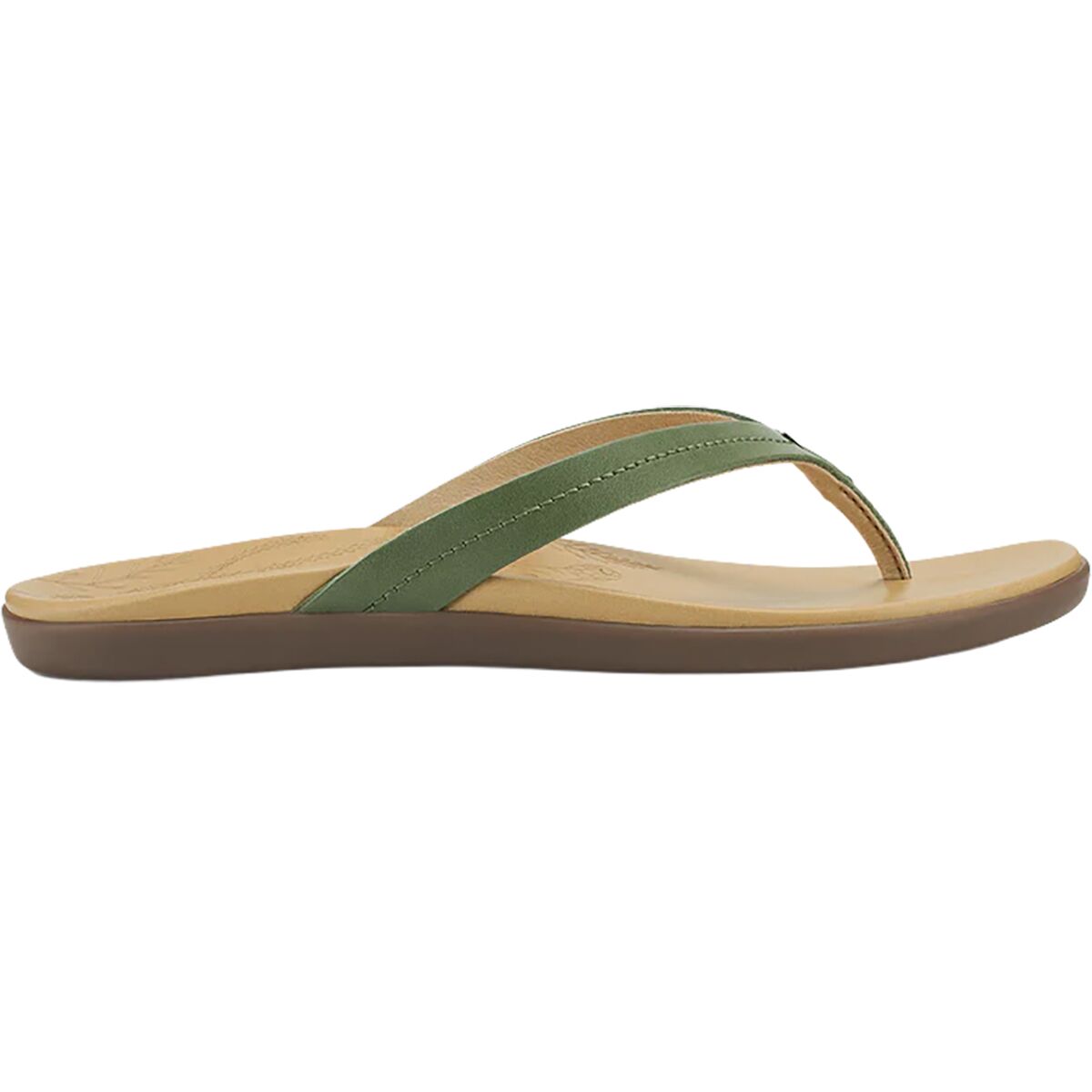 Image of Olukai Honu Flip Flop - Women's Green Olive/Golden Sand, 11.0