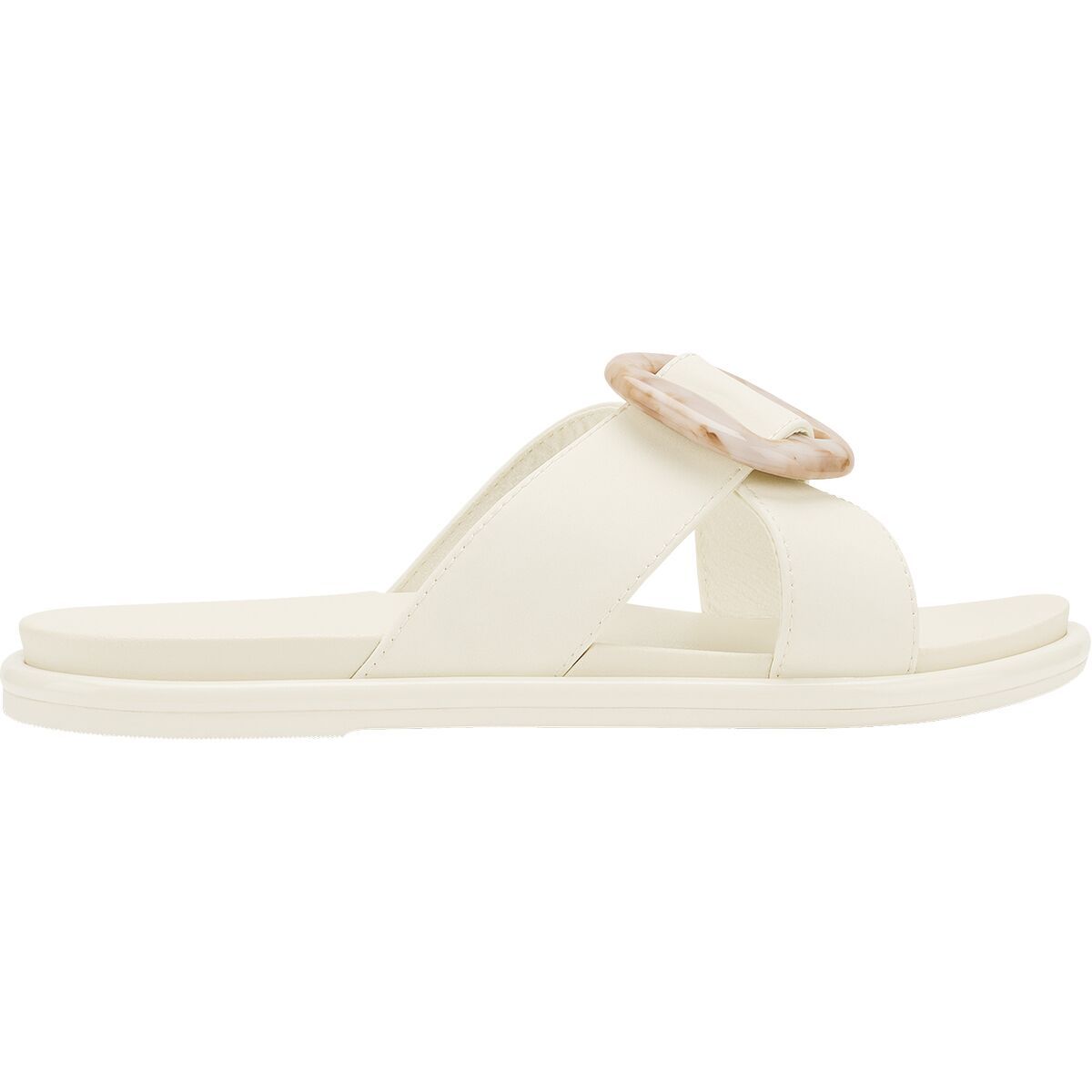 Image of Olukai La'I Slide Sandal - Women's White Sand/White Sand, 10.0