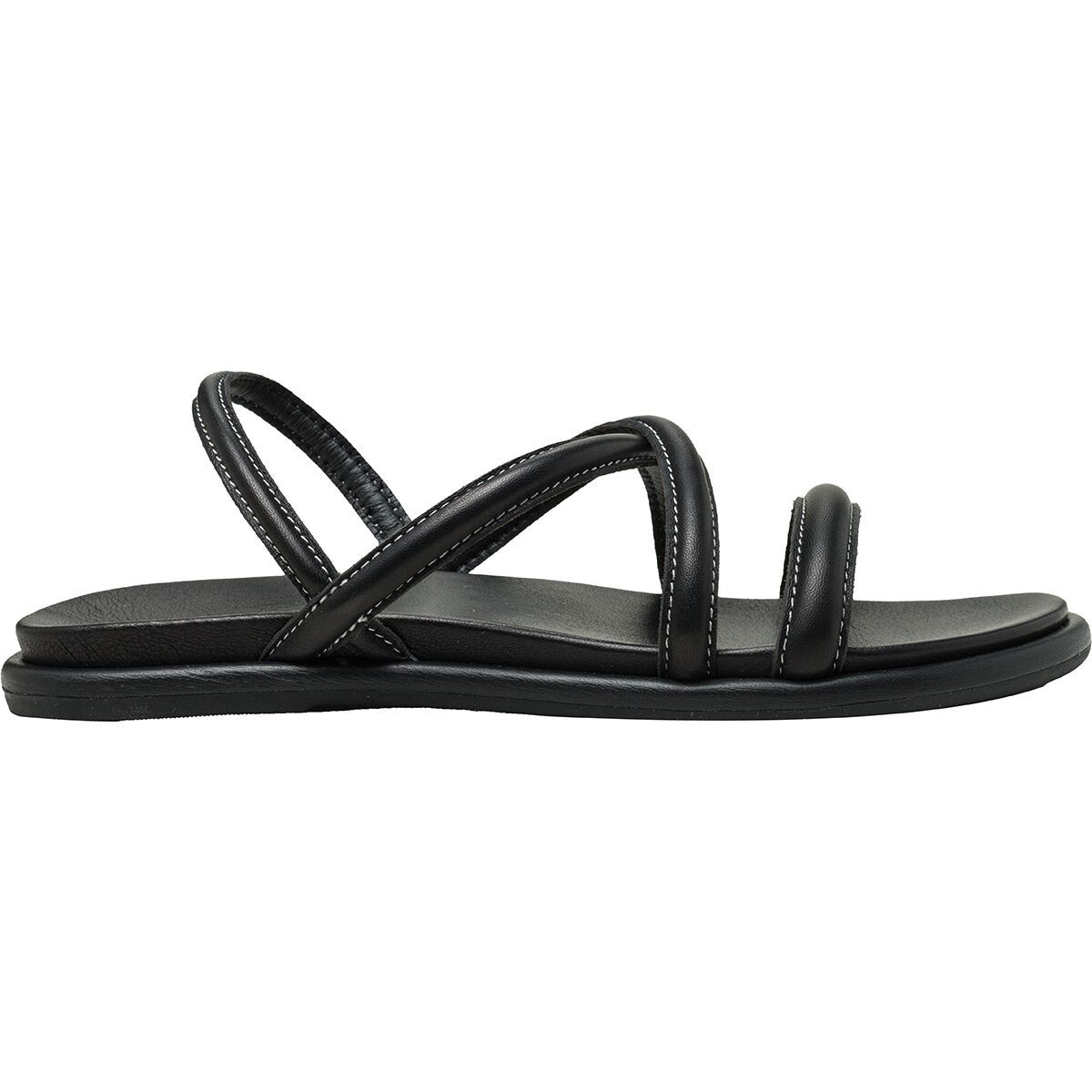 Image of Olukai Tiare Strappy Sandal - Women's Black/Black, 8.0