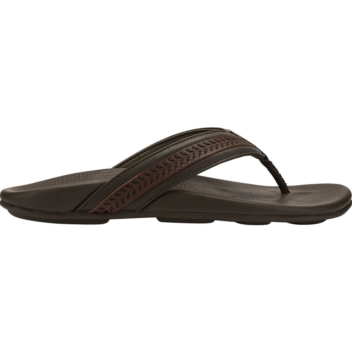Image of Olukai Aho Flip Flop - Men's Dark Wood/Dark Wood, 12.0