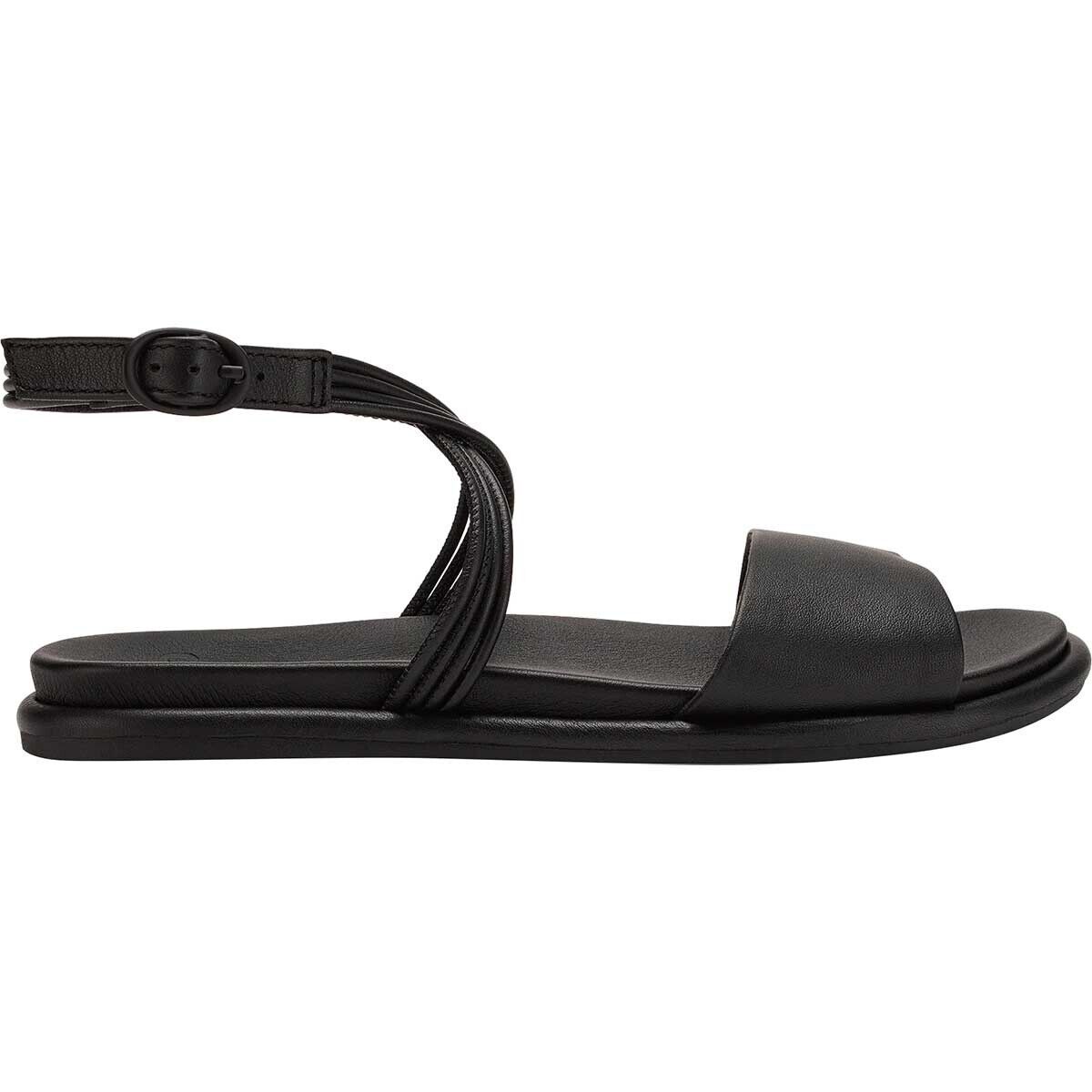 Image of Olukai Tiare Wrap Sandal - Women's Black/Black, 6.0