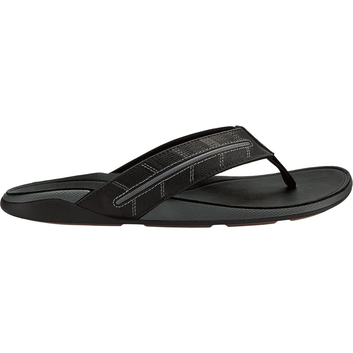 Image of Olukai Tuahine Palm Flip Flop - Men's Lava Rock/Dark Shadow, 11.0