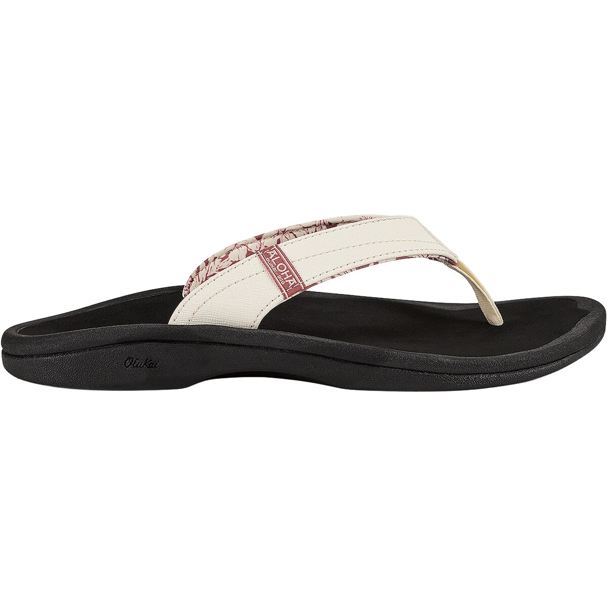 Image of Olukai Retro Ohana Sandal - Women's White Sand/Onyx, 10.0