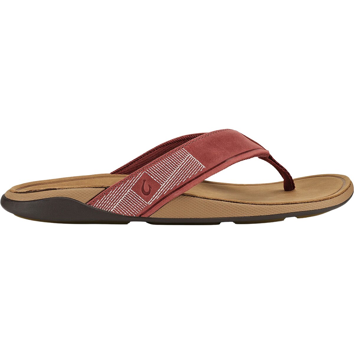 Image of Olukai Retro Tuahine Flip Flop - Men's Red Ochre/Tan, 9.0