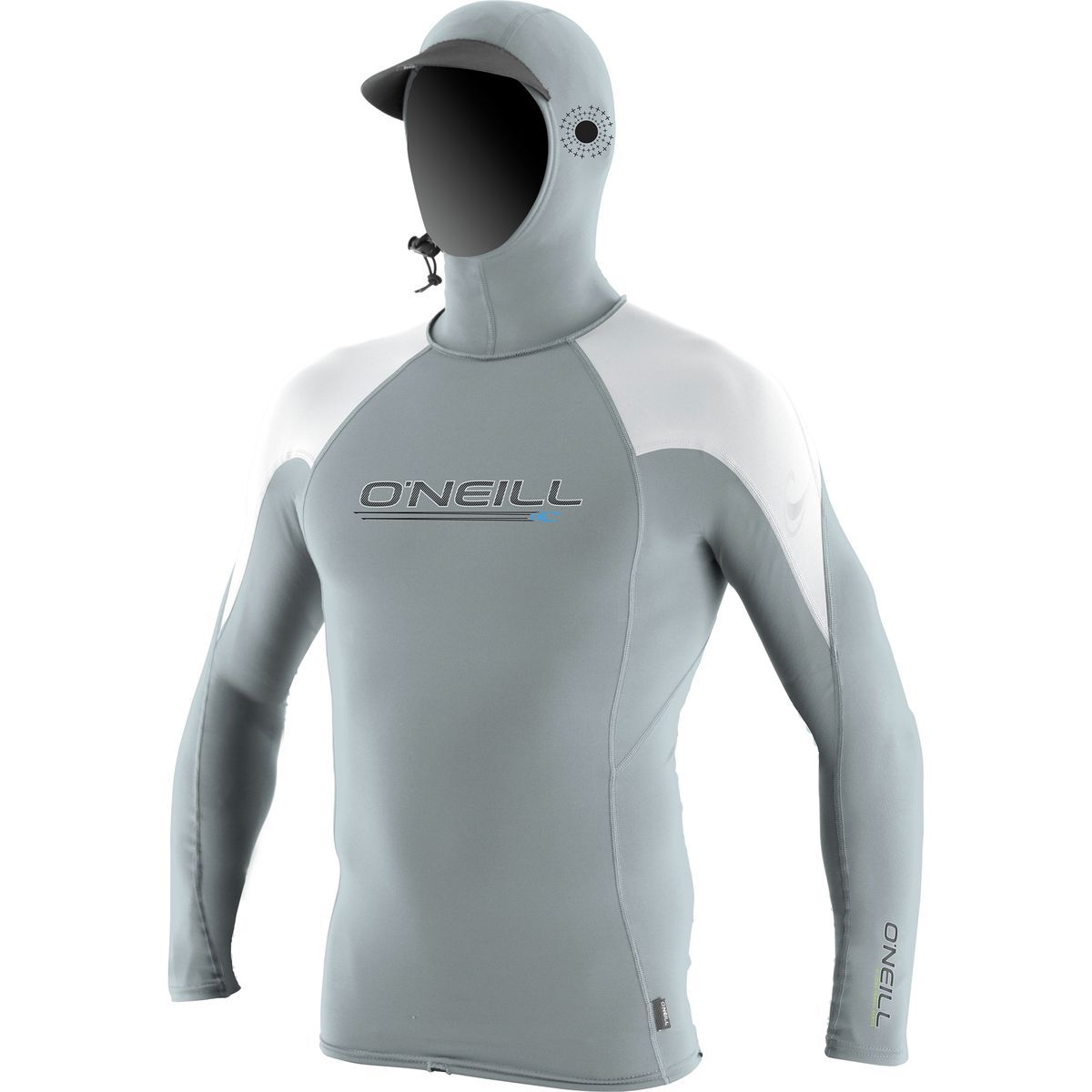 O'Neill O'Zone Crew Hooded Rashguard - Men's Cool Grey/White/White, XXL