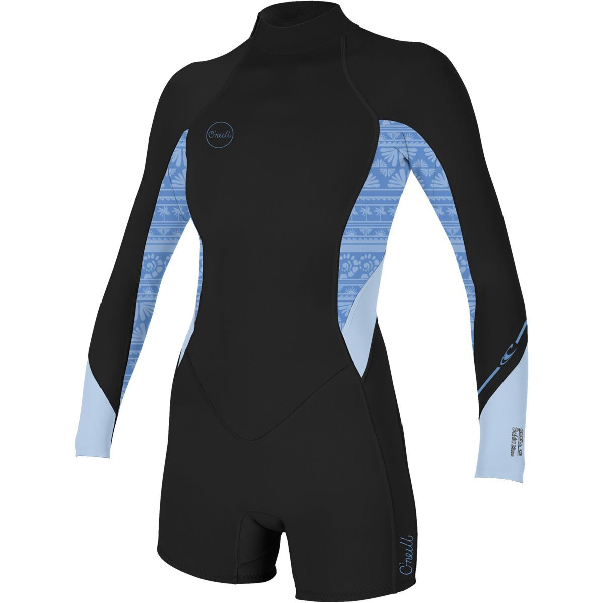 Image of O'Neill Bahia 2/1mm Back-Zip Long-Sleeve Springsuit - Women's Black/Surfabst/Chamblu, 10