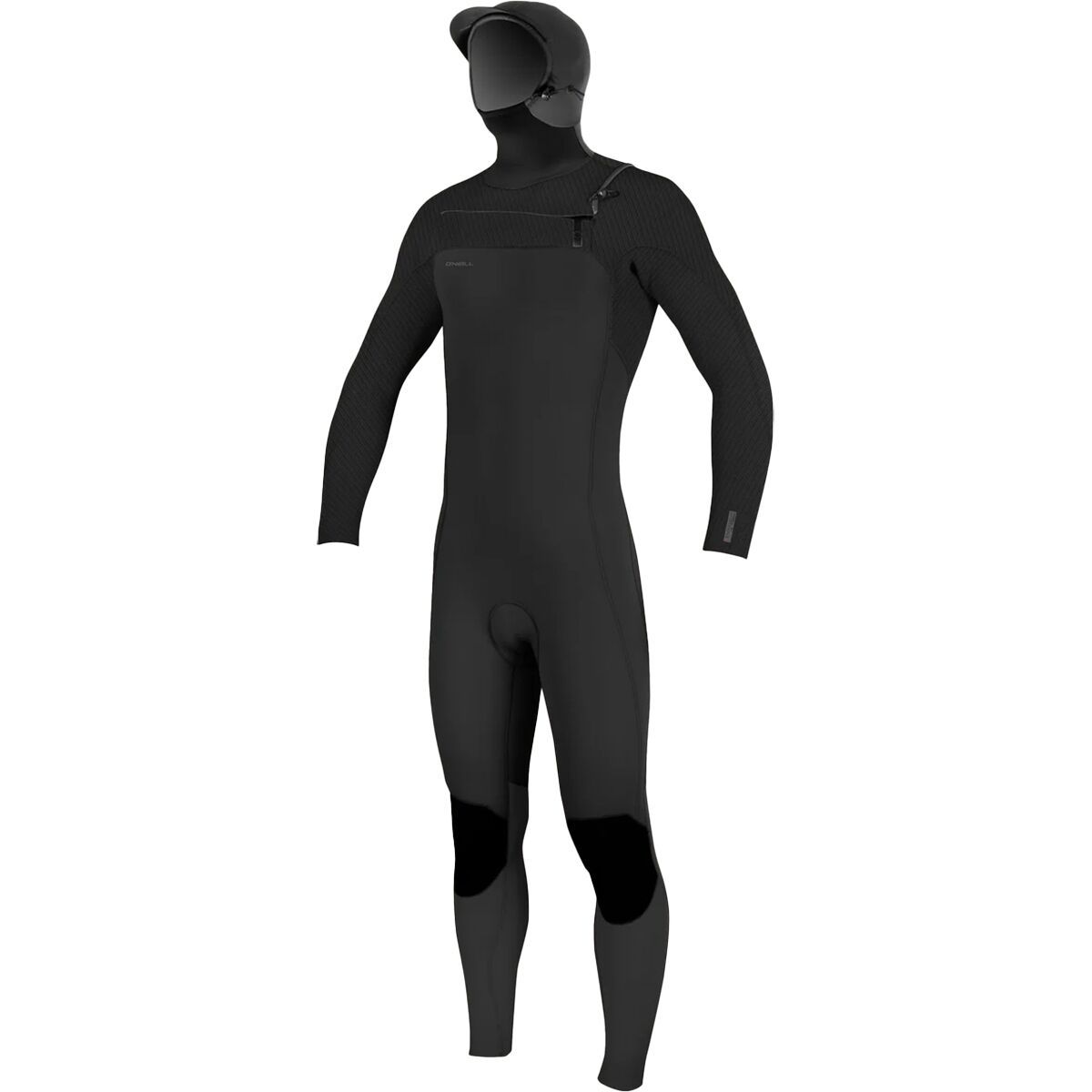 O'Neill Hyperfreak 4/3+mm Hooded Chest-Zip Full Wetsuit - Men's Black/Black, S