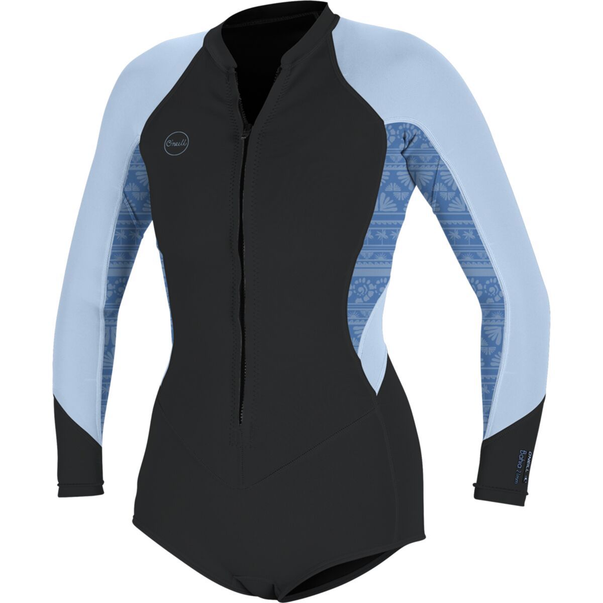 Image of O'Neill Bahia 2/1 Front-Zip Long-Sleeve Surf Suit - Women's Tempsteel/Surfab/Chamblu, 4