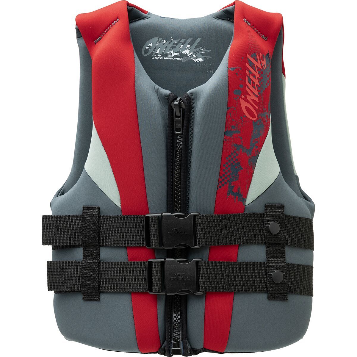 Image of O'Neill Youth Reactor USCG Life Vest Coal/Red/Flint, One Size