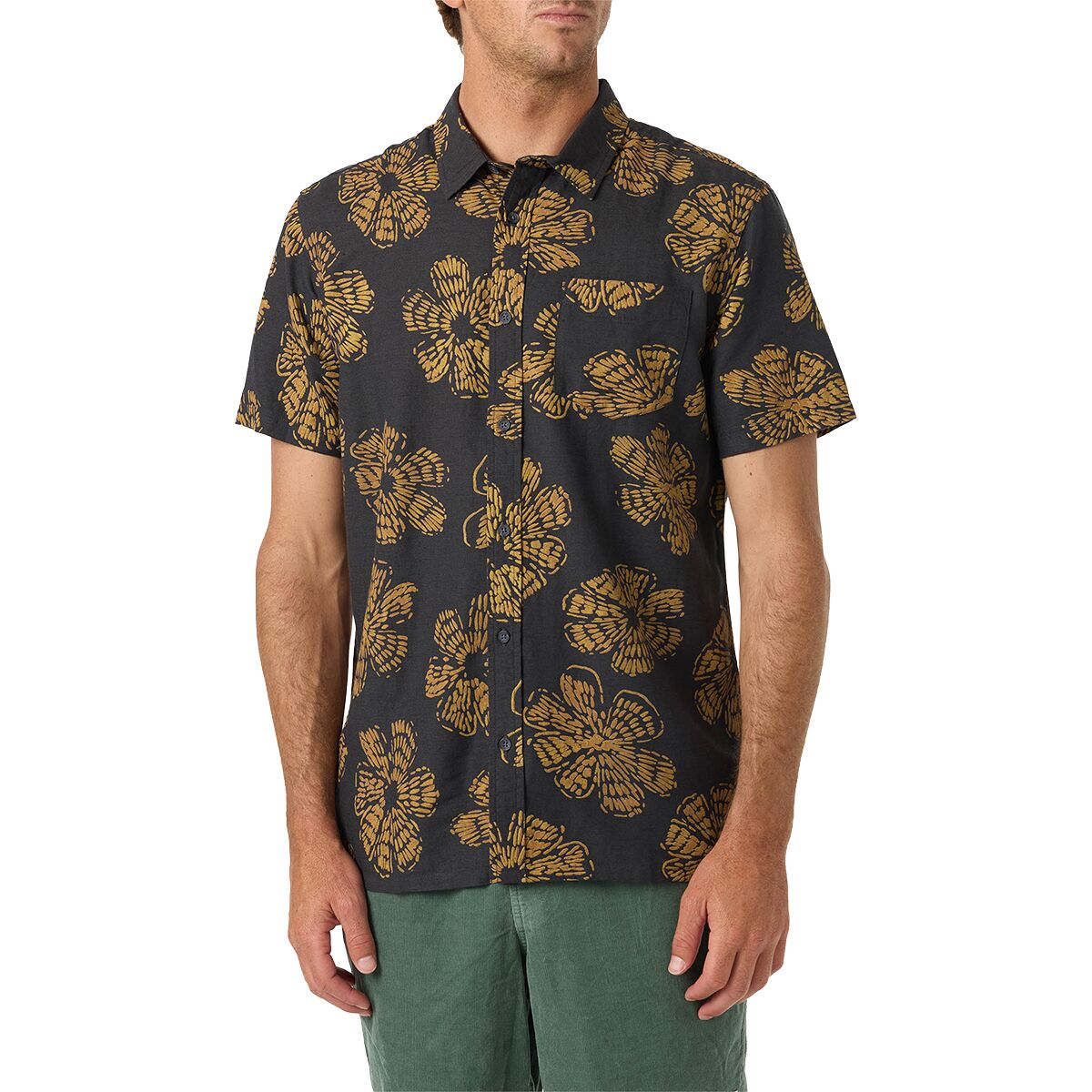 Image of O'Neill OG Print Standard Short-Sleeve Woven Shirt - Men's Phantom, S
