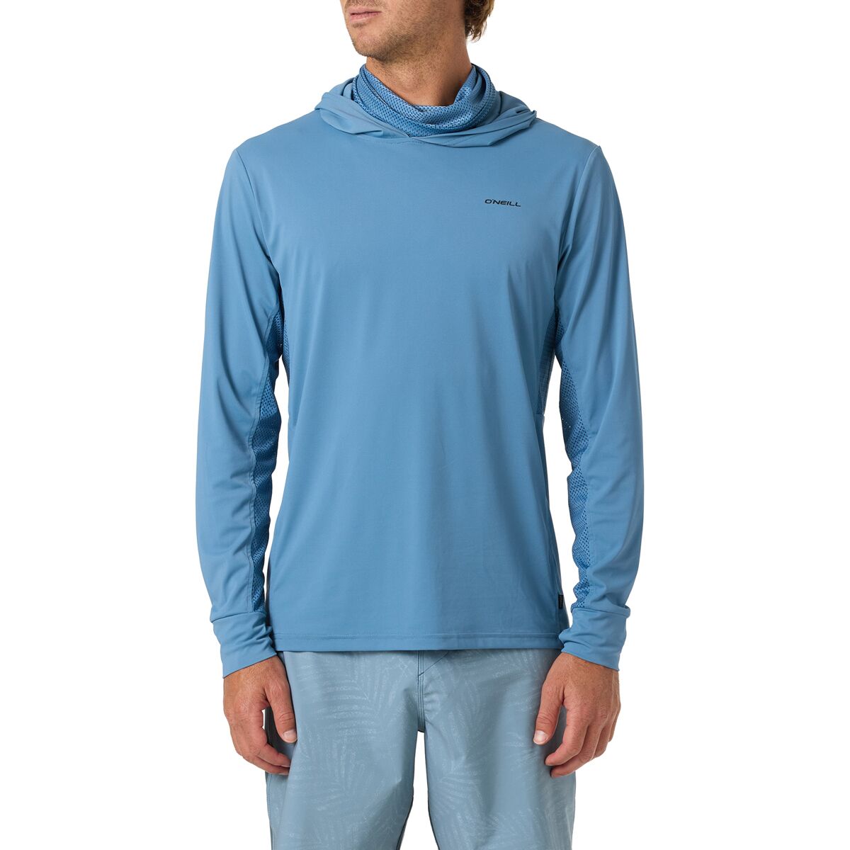 Image of O'Neill Trvlr UPF Elevated Hooded Long-Sleeve Shirt - Men's Captain's Blue, XL