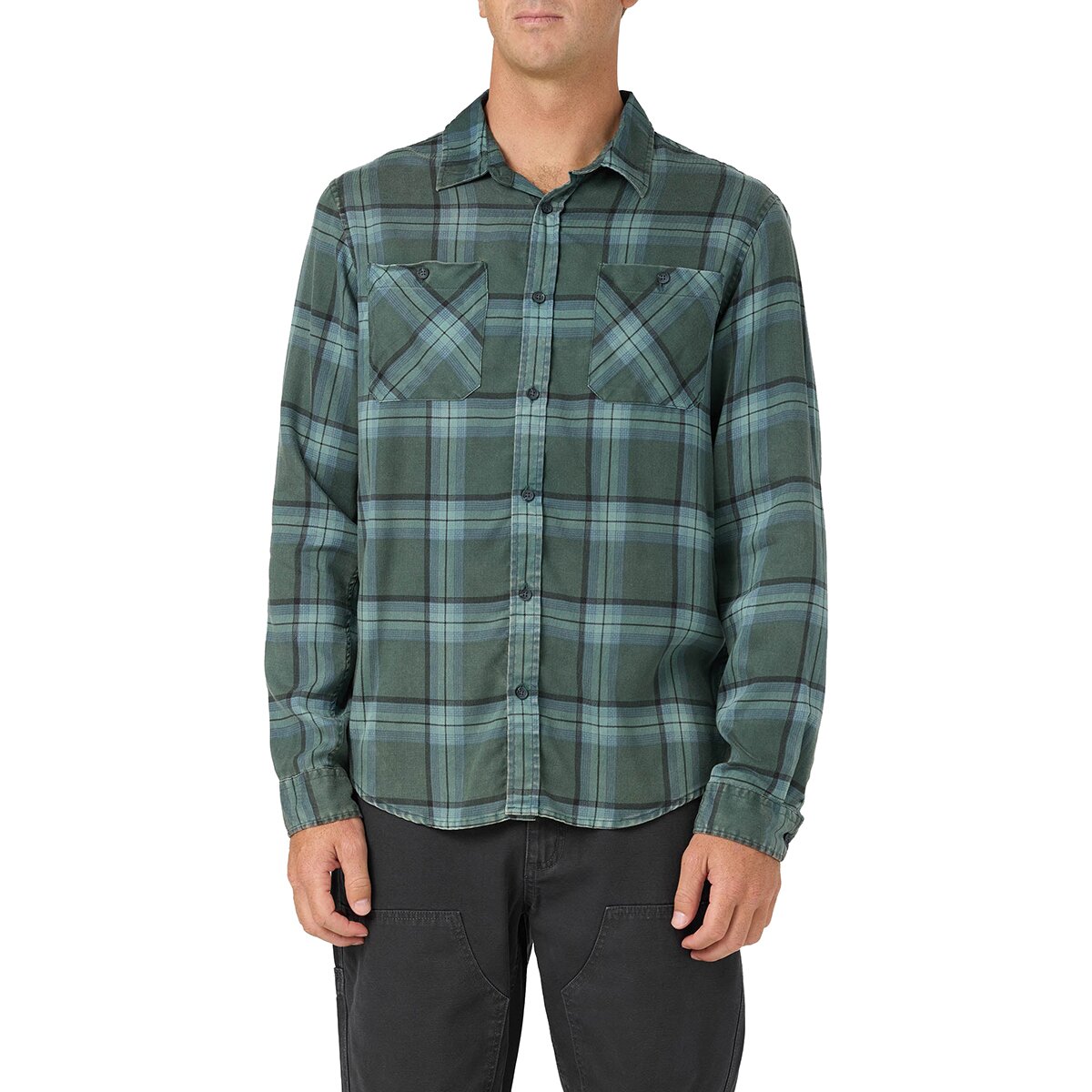 Image of O'Neill OG Printed Flannel Shirt - Men's Hunter Green, S