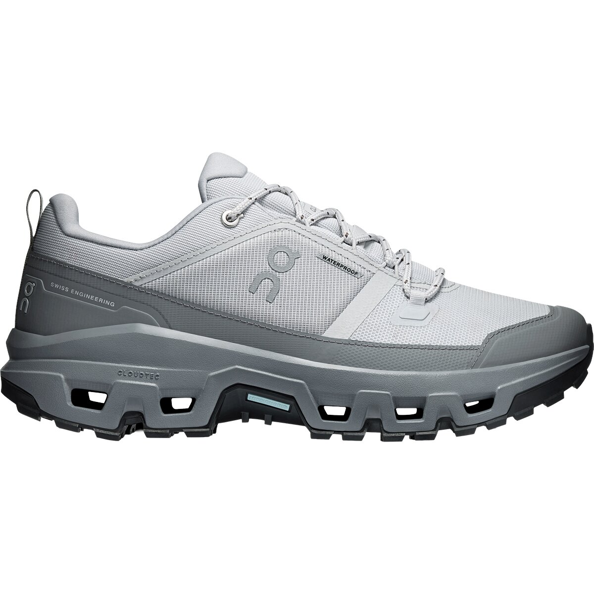 Image of On Cloudrock Low Waterproof Hiking Shoe - Men's Glacier/Rock, 11.0
