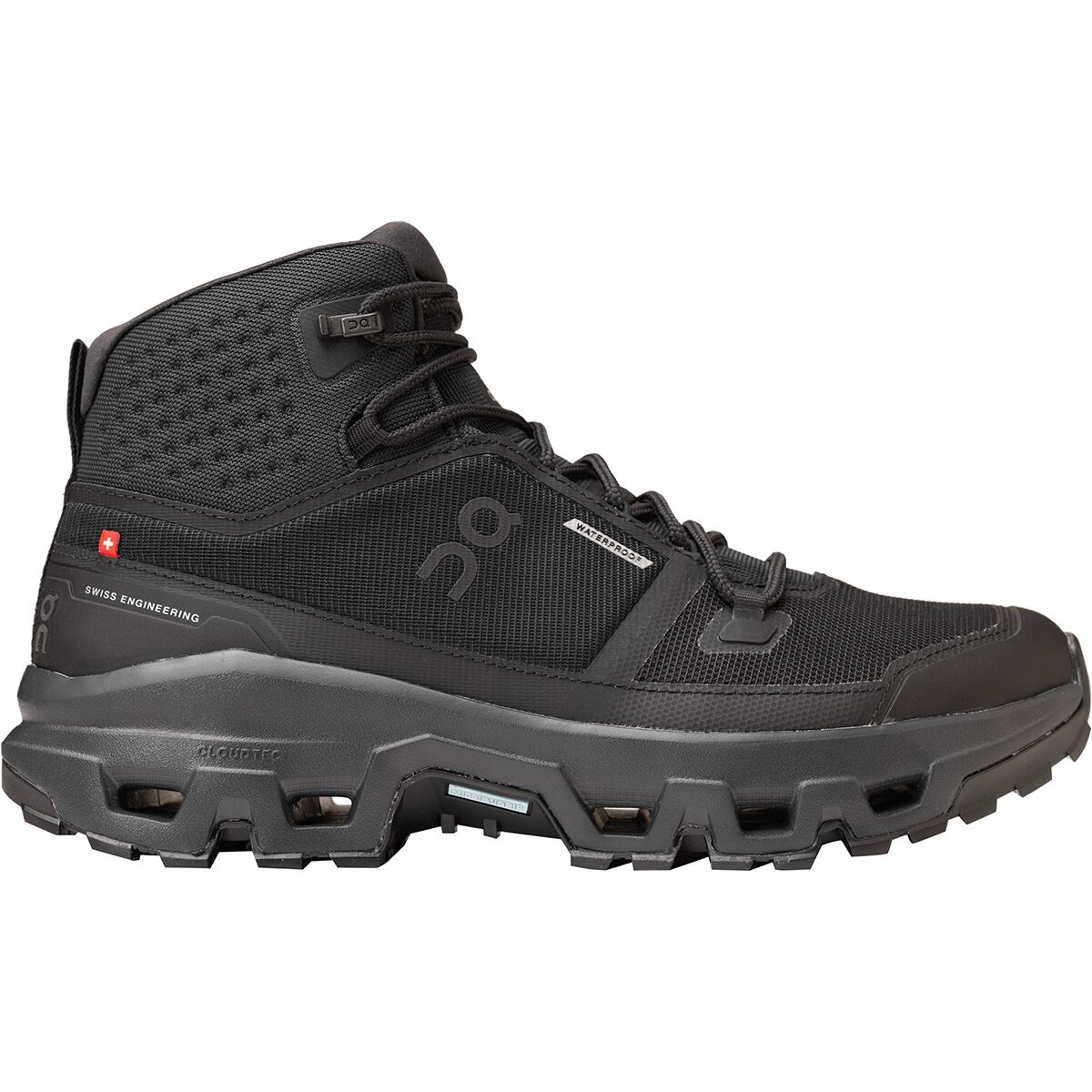 Image of On Cloudrock Mid Waterproof Hiking Boot - Men's Black/Black, 11.0