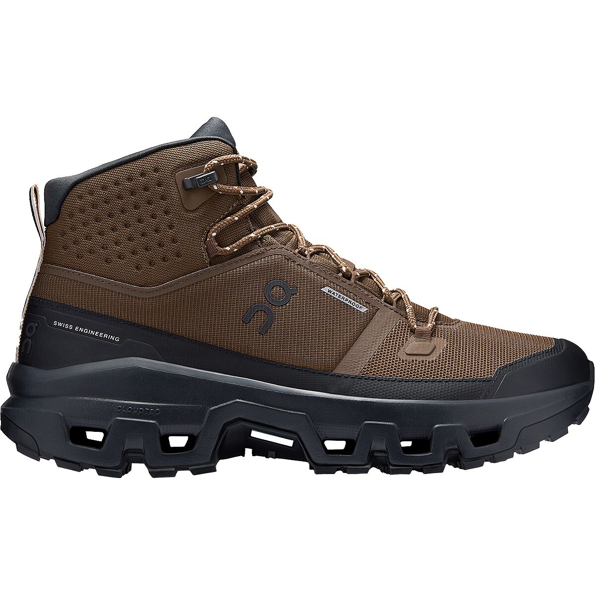Image of On Cloudrock Mid Waterproof Hiking Boot - Men's Earth/Black, 11.0