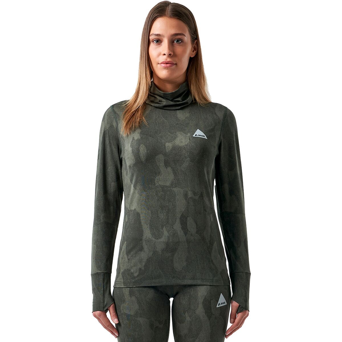 Image of Orage Moss Light Base Layer Top - Women's Print Bark Camo, L