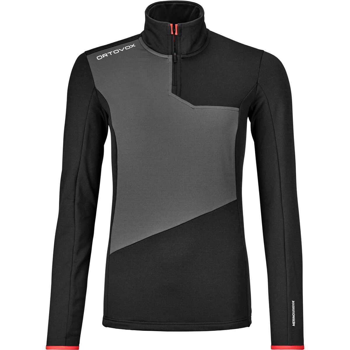 Image of Ortovox Fleece Light Zip Neck Top - Women's Black Raven, L