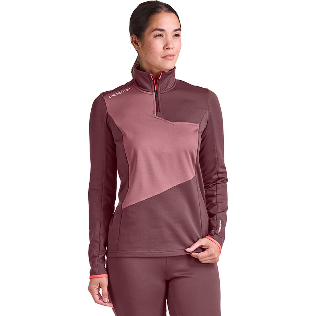 Image of Ortovox Fleece Light Zip Neck Top - Women's Winetasting, XL