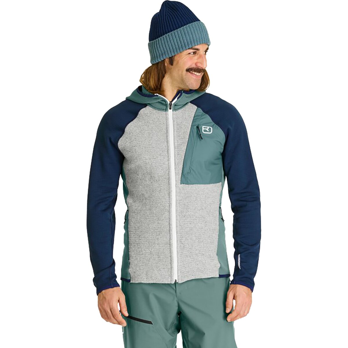 Image of Ortovox Fleece GP Classic Knit Hoodie - Men's Dark Arctic Grey, M