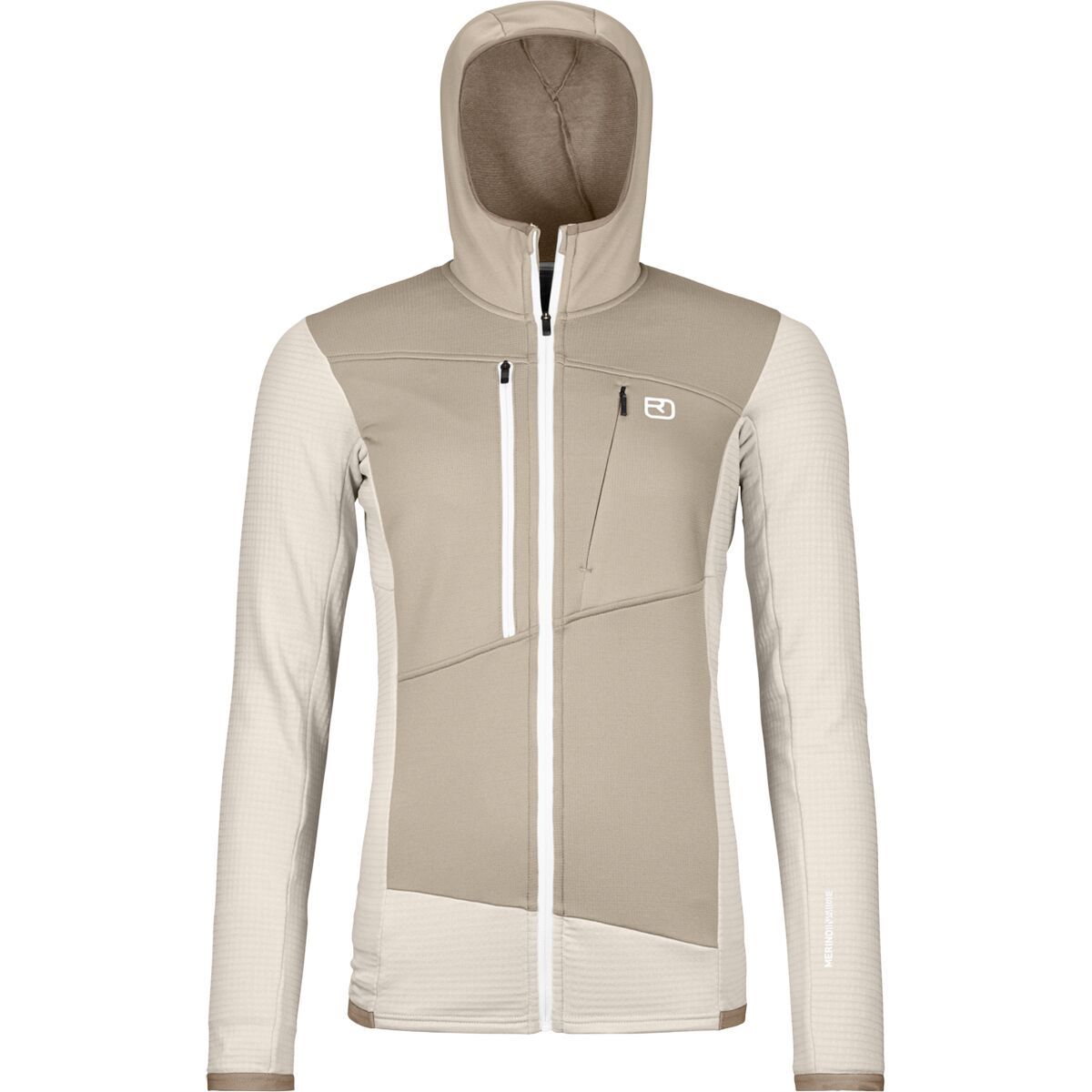 Image of Ortovox Fleece Grid Hoodie - Women's White Chalk, XS
