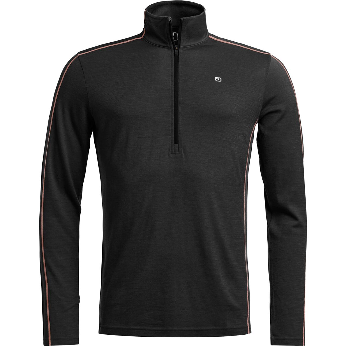 Image of Ortovox 185 Rock'N'Wool Zip Neck Top - Men's Black Raven, M