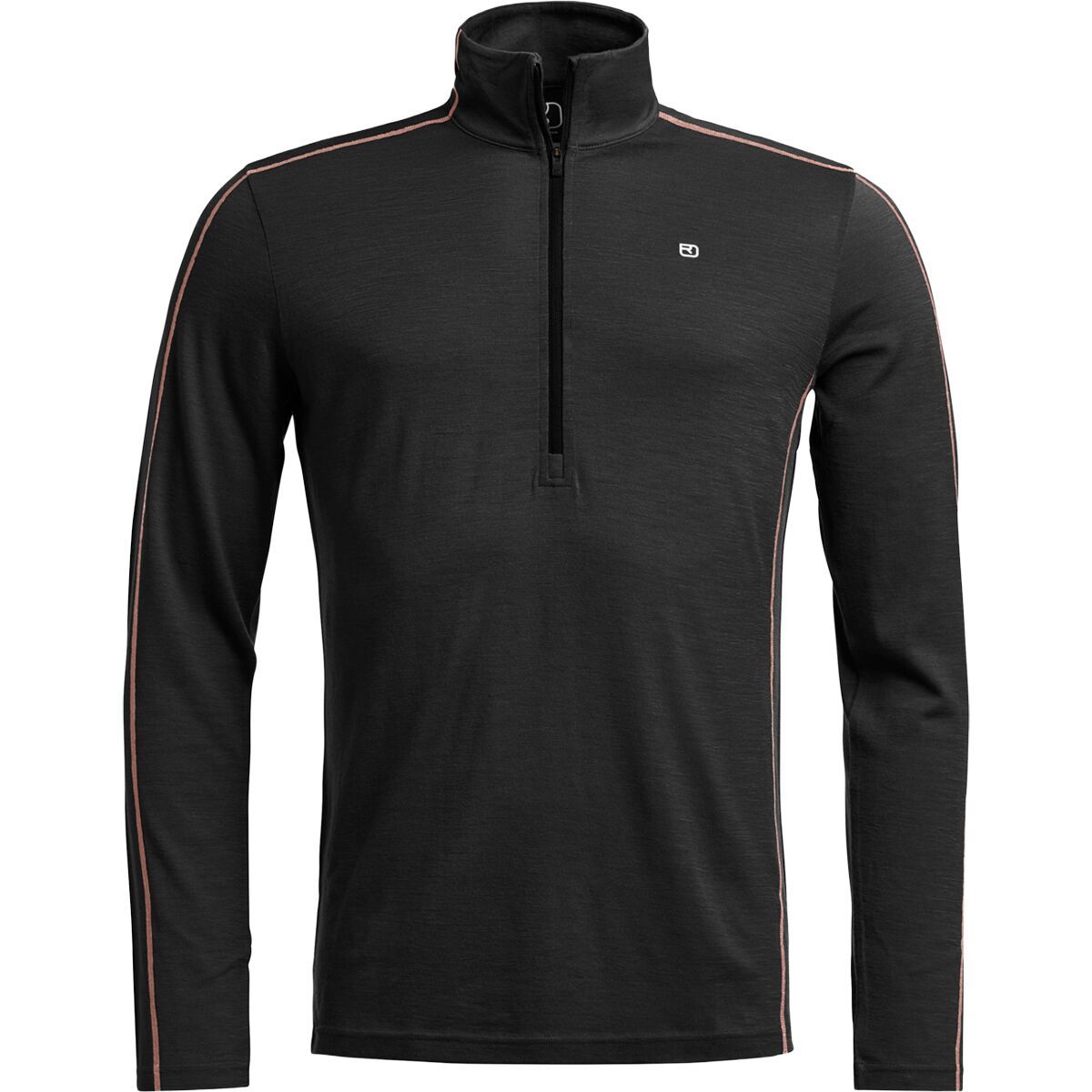 Image of Ortovox 185 Rock'N'Wool Zip Neck Top - Men's Black Raven, L