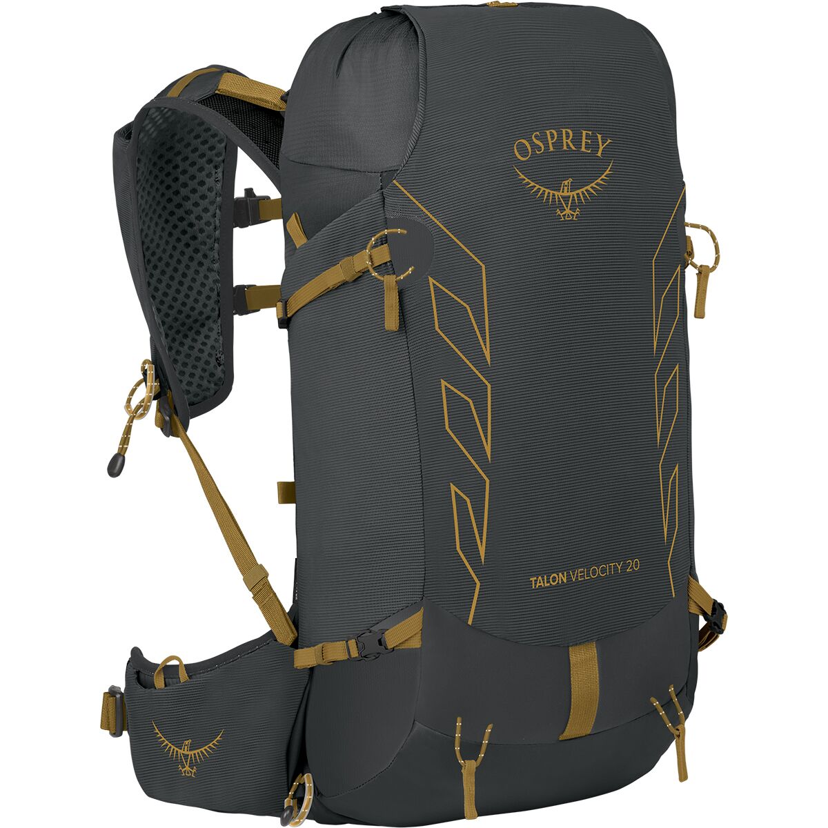 Image of Osprey Packs Talon Velocity 20L Backpack - Men's Dark Charcoal/Tumbleweed Yellow, L/XL
