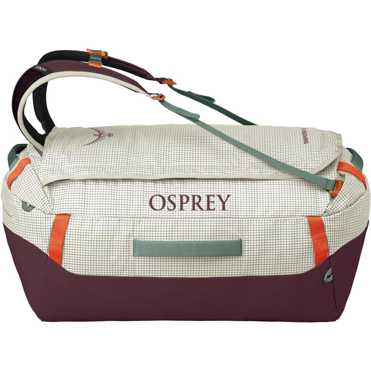 Image of Osprey Packs Transporter 65L Duffel Bag Mystery White/Moody Burgundy, One Size